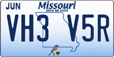 MO license plate VH3V5R