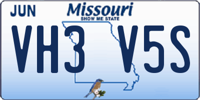 MO license plate VH3V5S