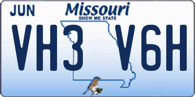 MO license plate VH3V6H