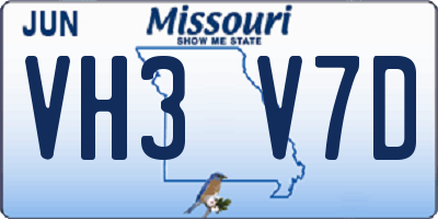 MO license plate VH3V7D