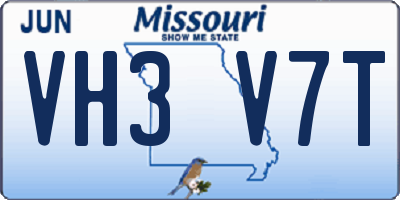 MO license plate VH3V7T