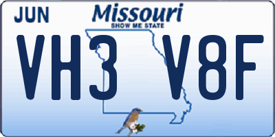 MO license plate VH3V8F