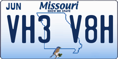 MO license plate VH3V8H
