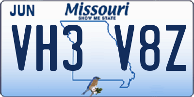 MO license plate VH3V8Z