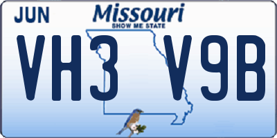 MO license plate VH3V9B