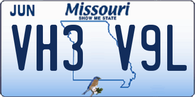 MO license plate VH3V9L
