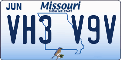 MO license plate VH3V9V