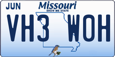 MO license plate VH3W0H