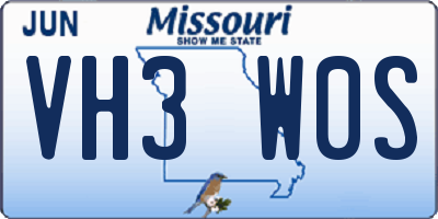 MO license plate VH3W0S