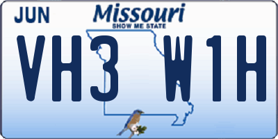 MO license plate VH3W1H