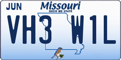 MO license plate VH3W1L
