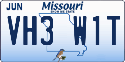 MO license plate VH3W1T