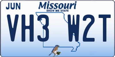 MO license plate VH3W2T