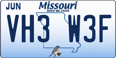 MO license plate VH3W3F