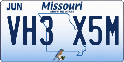 MO license plate VH3X5M