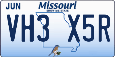 MO license plate VH3X5R