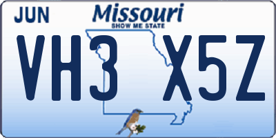 MO license plate VH3X5Z