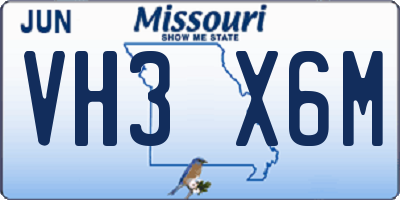 MO license plate VH3X6M