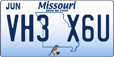 MO license plate VH3X6U