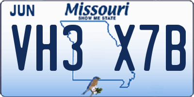MO license plate VH3X7B