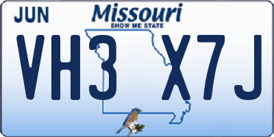 MO license plate VH3X7J