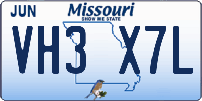 MO license plate VH3X7L
