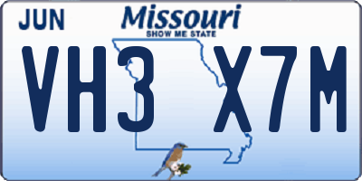 MO license plate VH3X7M
