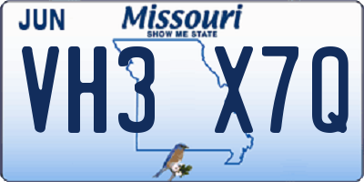 MO license plate VH3X7Q