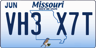 MO license plate VH3X7T