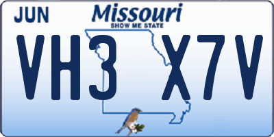 MO license plate VH3X7V