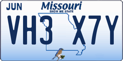 MO license plate VH3X7Y