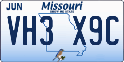 MO license plate VH3X9C