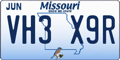 MO license plate VH3X9R
