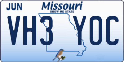 MO license plate VH3Y0C
