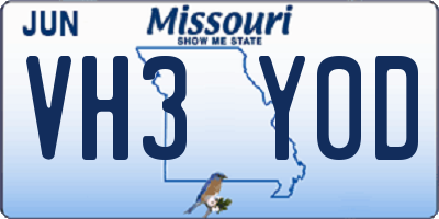 MO license plate VH3Y0D