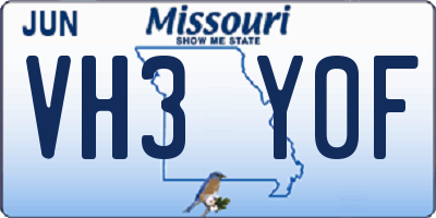 MO license plate VH3Y0F
