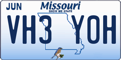 MO license plate VH3Y0H