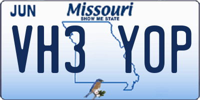 MO license plate VH3Y0P