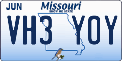 MO license plate VH3Y0Y