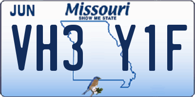 MO license plate VH3Y1F