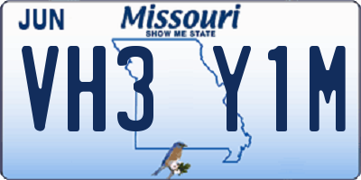 MO license plate VH3Y1M