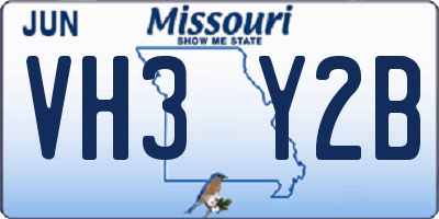MO license plate VH3Y2B