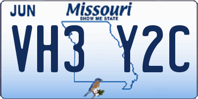 MO license plate VH3Y2C