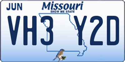 MO license plate VH3Y2D