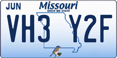 MO license plate VH3Y2F