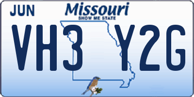 MO license plate VH3Y2G