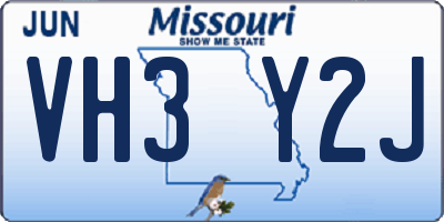 MO license plate VH3Y2J