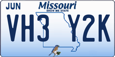 MO license plate VH3Y2K