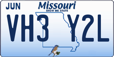 MO license plate VH3Y2L