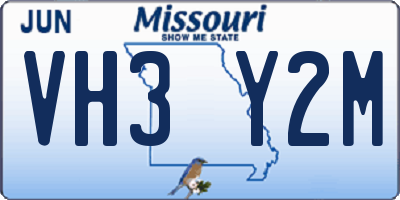 MO license plate VH3Y2M